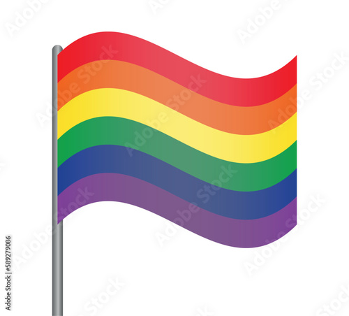 Vector drawing of a flag with the colors of the rainbow -symbology and representation of free love - LGBTQIA+