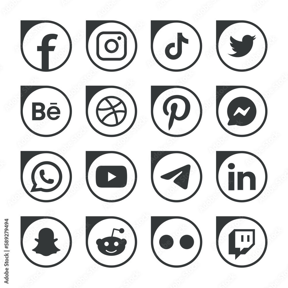 Popular social network logo icons facebook instagram youtube pinterest ...