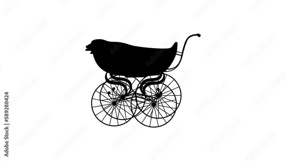 old baby stroller silhouette