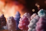 Pink cotton candy clouds background, bokeh Generative AI