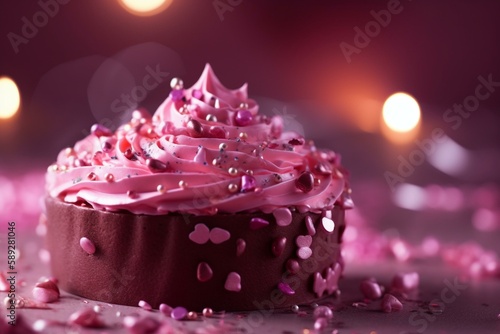 Pink icing background, bokeh Generative AI