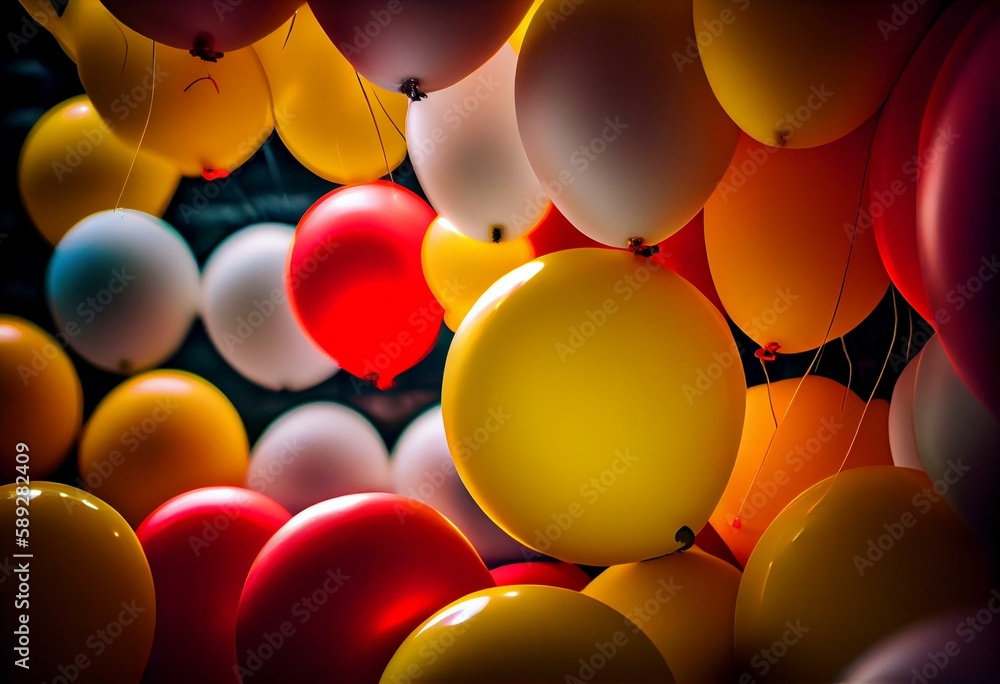 Party birthday balloons decoration multicolor yellow and red ...