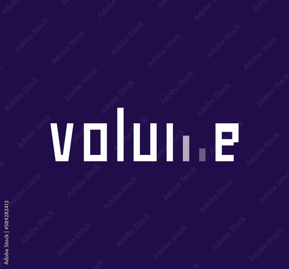 Typographic volume lettering logo. Simple design. Perfect sound reduction bars logo template. vector. Typographic volume lettering logo. Simple design. Perfect sound reduction bars logo template. vector.