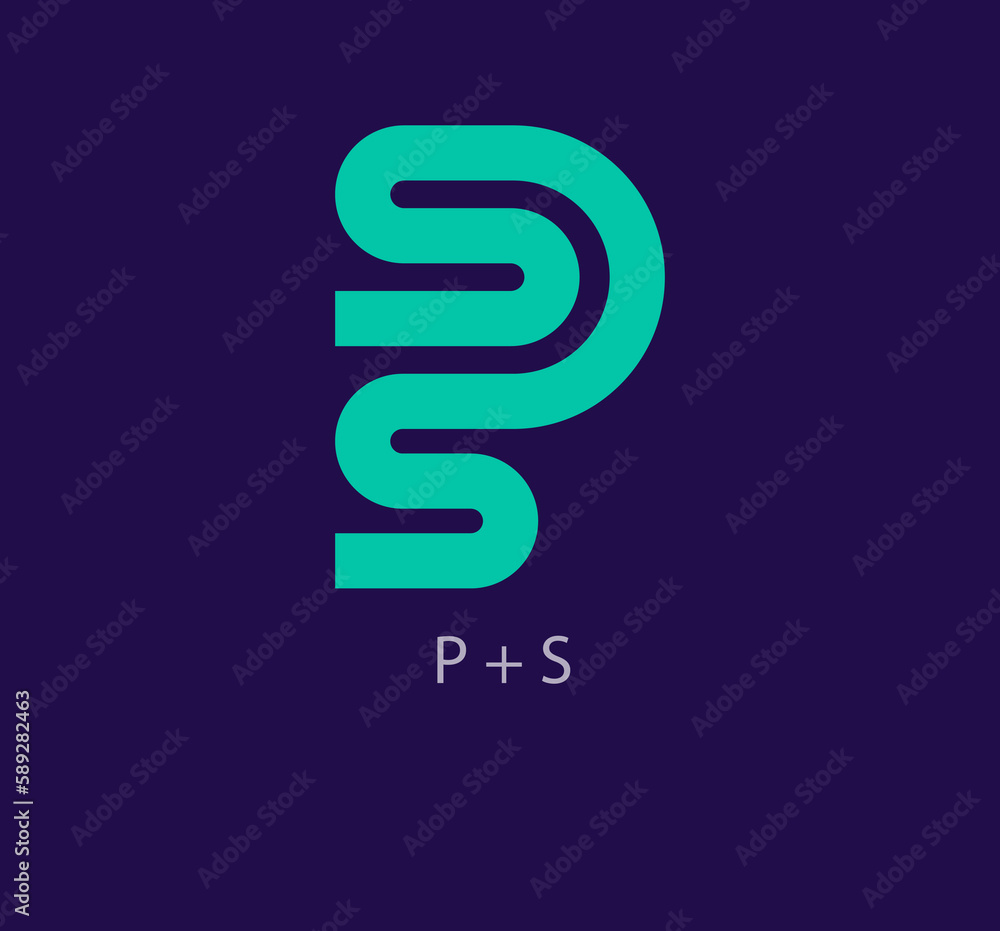 P and S letter combination continuous line logo. Unique design. Creative typography logo template. vector. P and S letter combination continuous line logo. Unique design. Creative typography logo template. vector.
