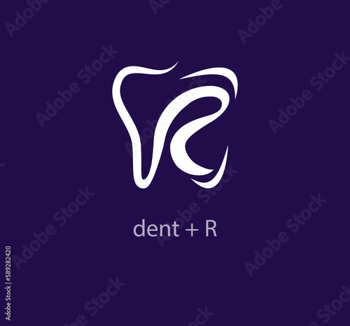 R letter and dent natural line logo. Unique design. Clinic and dental health center corporate logo template. vector.