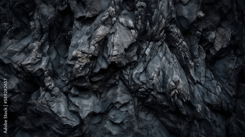 Black white rock texture. Dark gray stone wall background with space ...