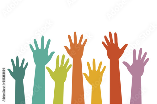 vector illustration of a collection of several people's hands over the globe.Vector Illustration