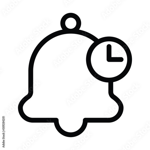 Notification Bell Alert Icon Black and White Fill Icon Design For Mobile Apps, Web and Design Elements, Reminder Icon Vector Illustration photo