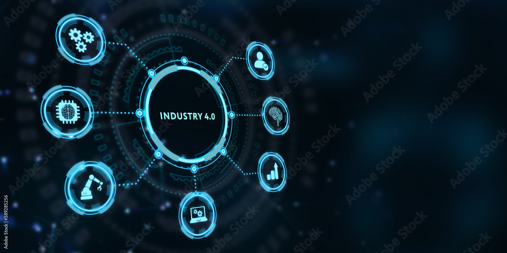 Obraz premium Industry 4.0 Cloud computing, physical systems, IOT, cognitive computing industry. 3d illustration