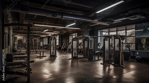 The Power of Fitness Gym Center Interiors. Generative Ai