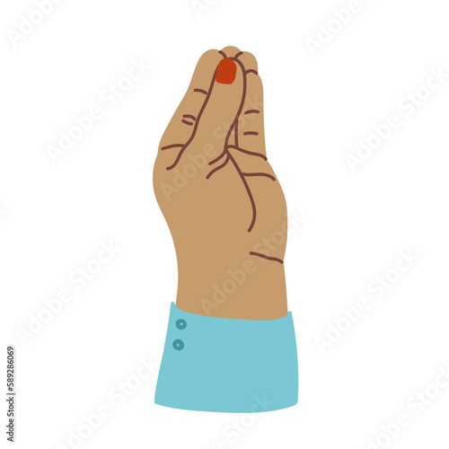 Bellissimo italian tasty food hand gesture flat cartoon vector illustration. italian pinecone hand sign isolated on white