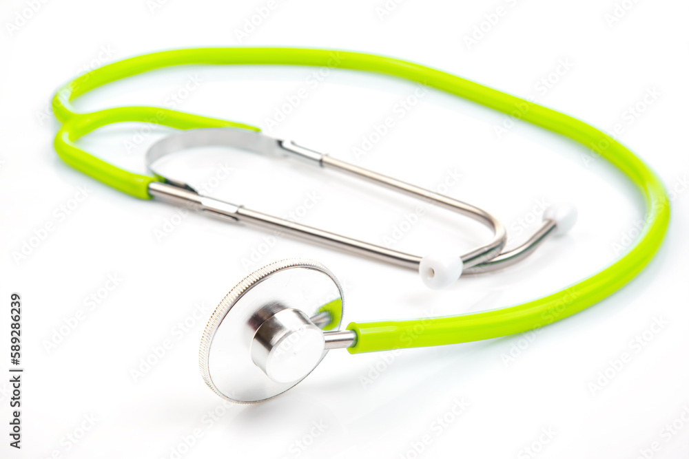 stethoscope on a white background. heart rate medical instrument stethoscope on a white background. heart rate medical instrument