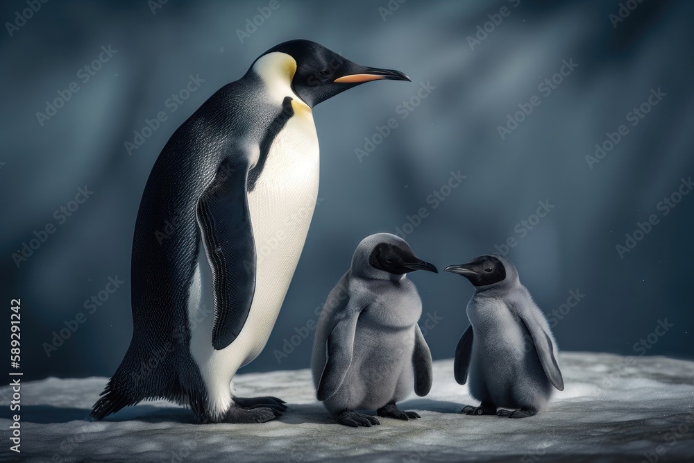 Fototapeta premium Penguin family. AI generated