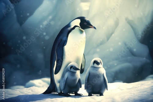 Penguin family. AI generated