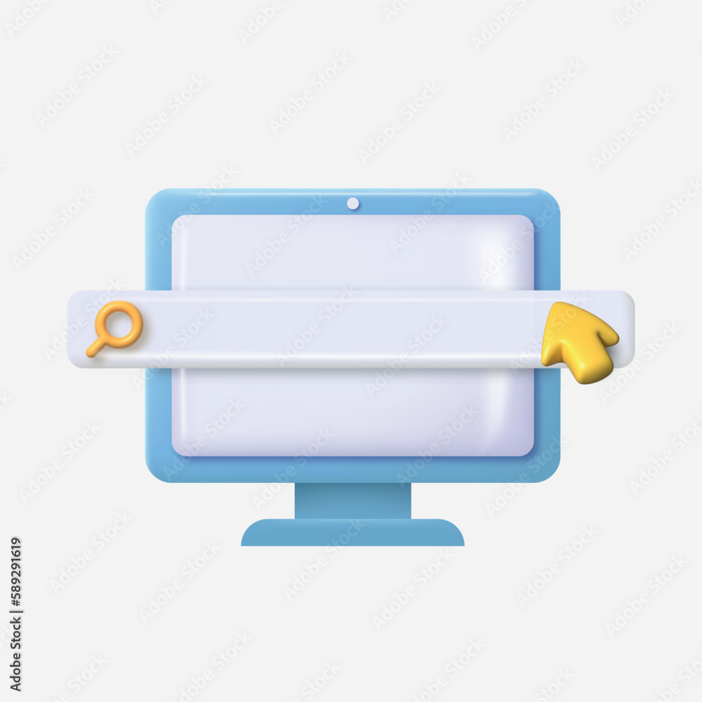 Realistic 3d search bar template for website in computer. Vector Realistic 3d search bar template for website in computer. Vector