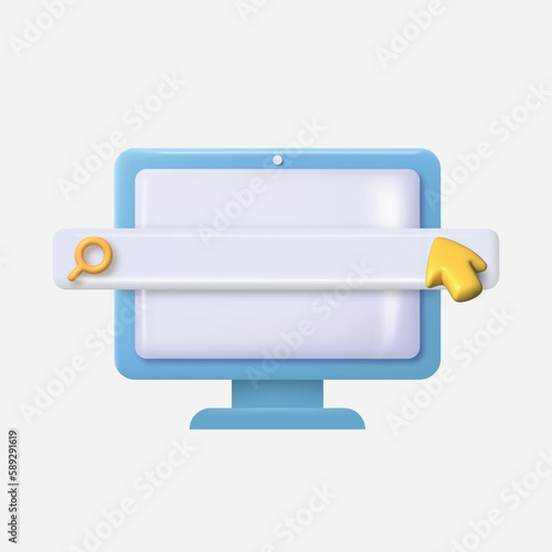 Realistic 3d search bar template for website in computer. Vector