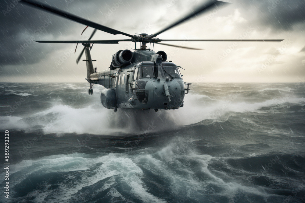 Navy Helicopter in the Middle of the Ocean Navy Helicopter in the Middle of the Ocean
