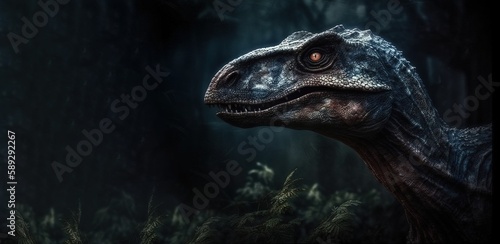 Big, angry and scary dinosaurs T-rex. generative ai © Arisctur