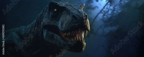 Big, angry and scary dinosaurs T-rex. generative ai