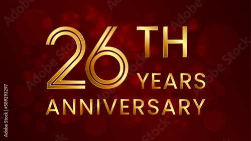 26 year anniversary celebration. Anniversary logo design with double line concept. Logo Vector Template Illustration
