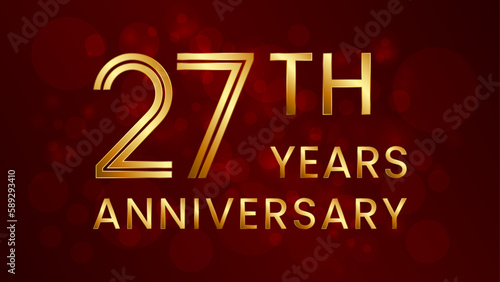 27 year anniversary celebration. Anniversary logo design with double line concept. Logo Vector Template Illustration