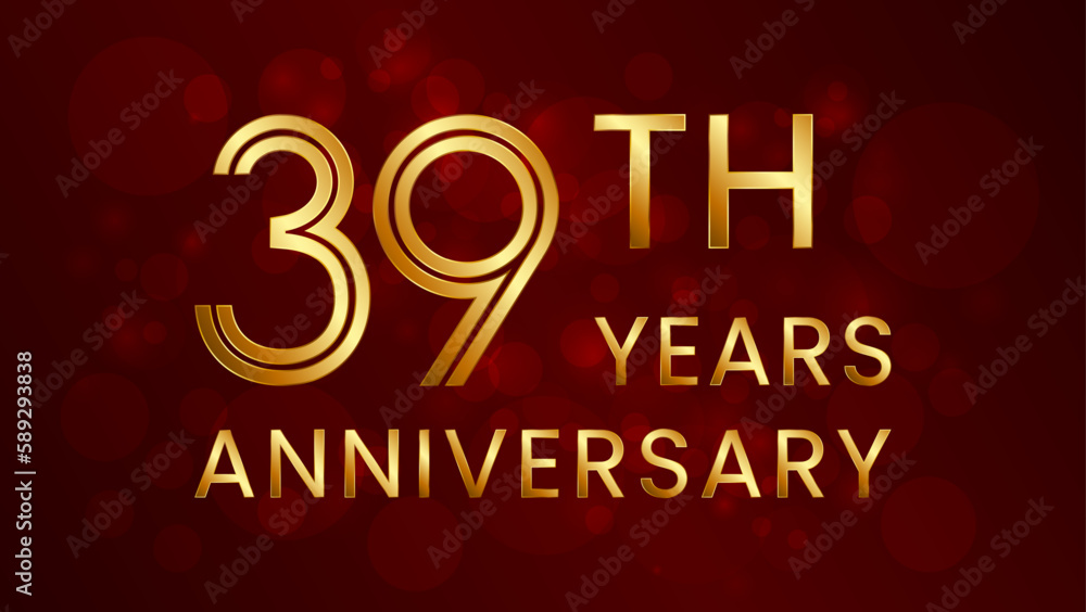39 year anniversary celebration. Anniversary logo design with double line concept. Logo Vector Template Illustration