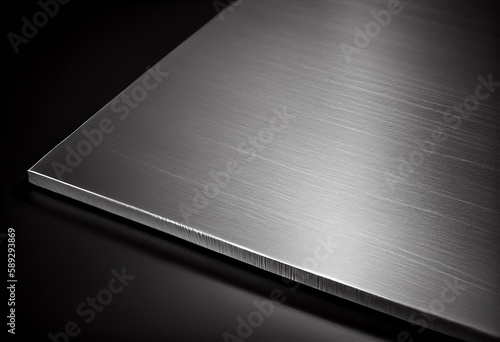 Brushed aluminum metallic plate useful for backgrounds. Generative AI photo
