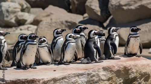 Crowd of Humboldt penguins