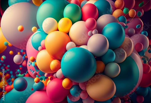 Festive background. Background of colorful balloons. Generative AI