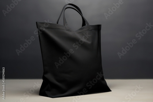 Shopper bag linen black mockup. AI generated