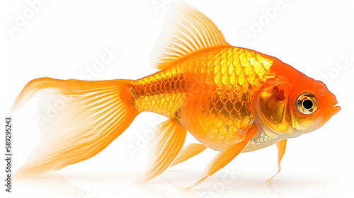 Gold Fish Isolated on White Background. Generative Ai