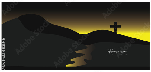 Vector he is risen Easter Sunday Illustration background or He is risen abstract background.