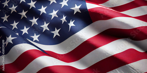American Celebration - USA Flag And Fireworks on background. Generative Ai illustration. 
