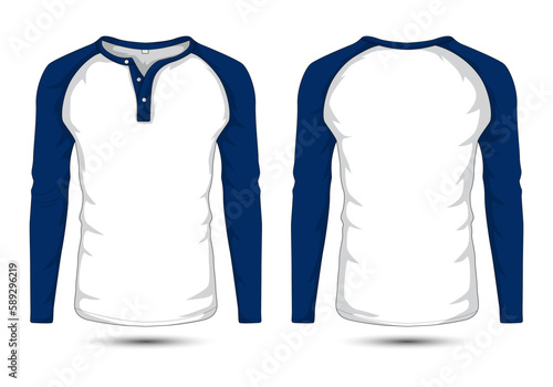 Dark blue raglan sleeve t-shirt mockup front and back view