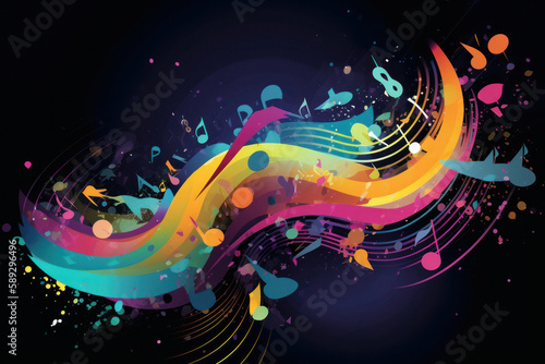 Colorful Illustration of Sound-Inspired Creative Music Background