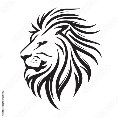 Lion head on a white background. Vector silhouette svg illustration.