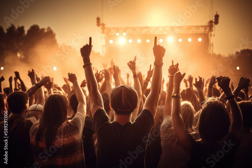 Exciting Image of Crowd Enjoying Summer Music Festival