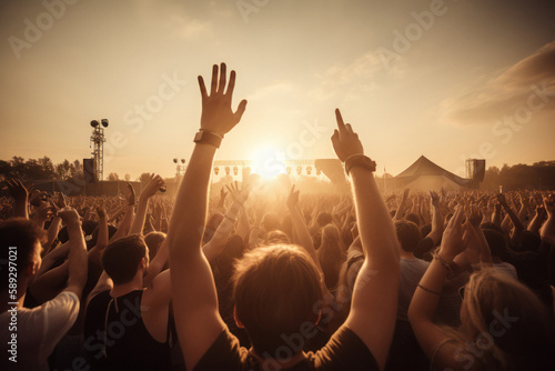 Exciting Image of Crowd Enjoying Summer Music Festival