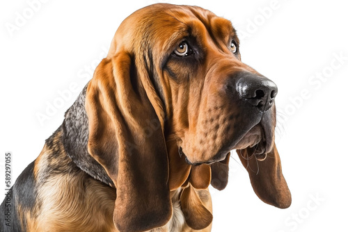 Unleash the Elegance of a Bloodhound on a White Background - Perfect for Dog Lovers 