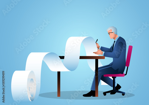 Businessman working on paperwork