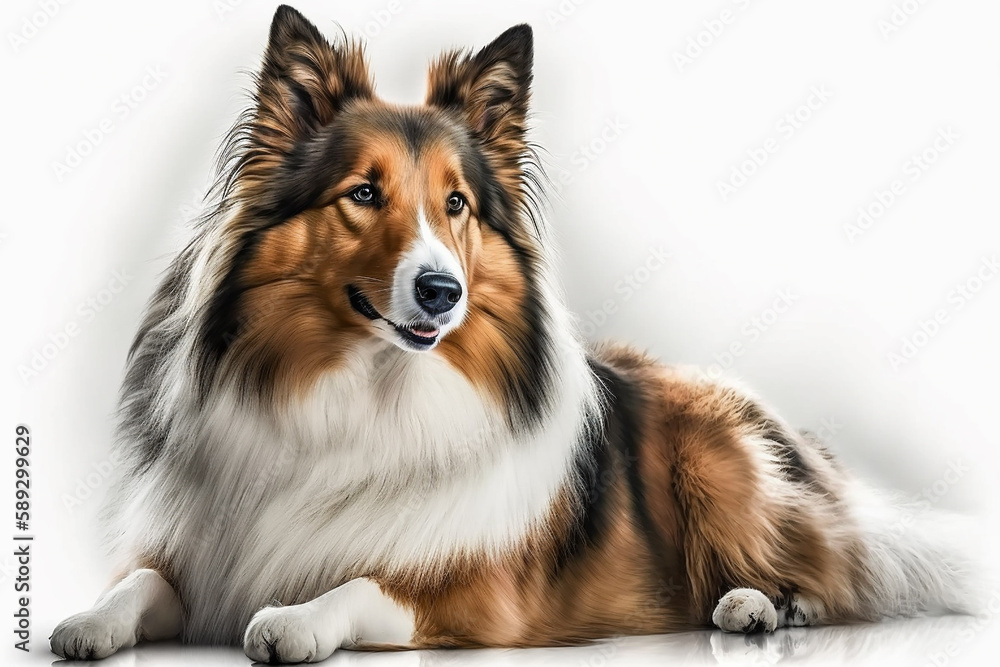 Majestic Collie Dog on White Background - Perfect for Collie Lovers!