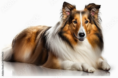 Majestic Collie Dog on White Background - Perfect for Collie Lovers!