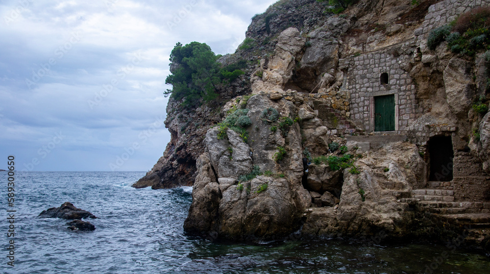 Cave houses in the western port of Dubrovnik