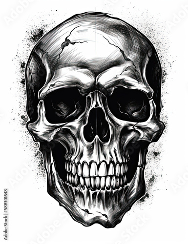 Skull logo illustration graphical resource for logo design, shirts and more. Generative AI