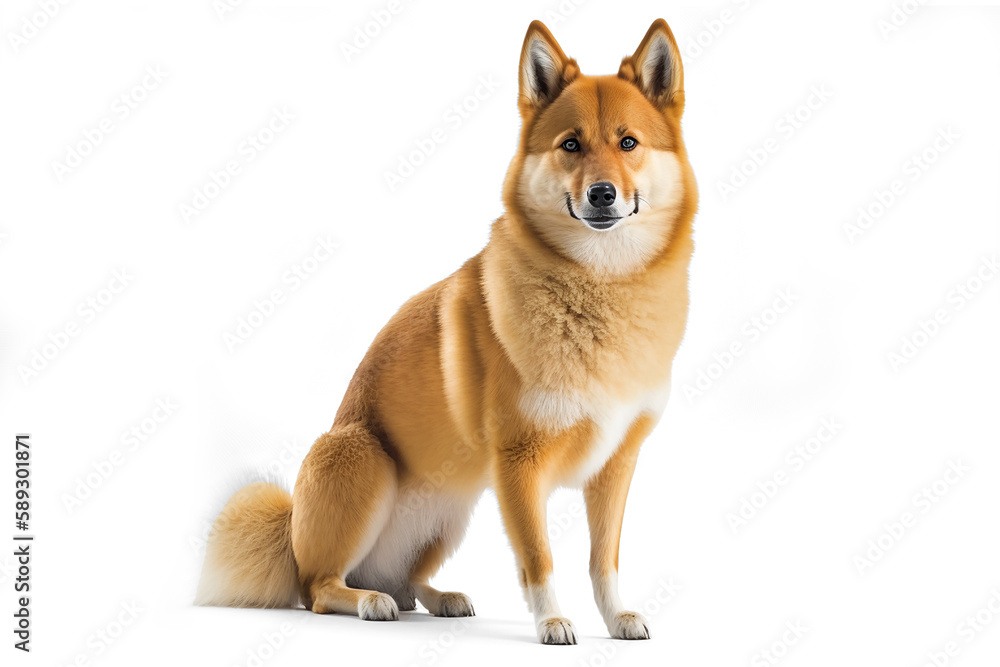 Captivating Finnish Spitz on White Background - A Nordic Beauty