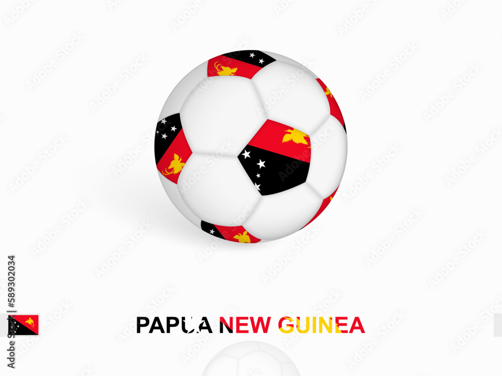 Soccer ball with the Papua New Guinea flag, football sport equipment.