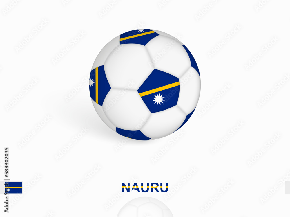 Soccer ball with the Nauru flag, football sport equipment. Soccer ball with the Nauru flag, football sport equipment.