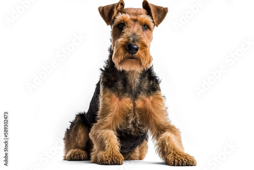 Regal and Playful: Welsh Terrier Dog on White Background