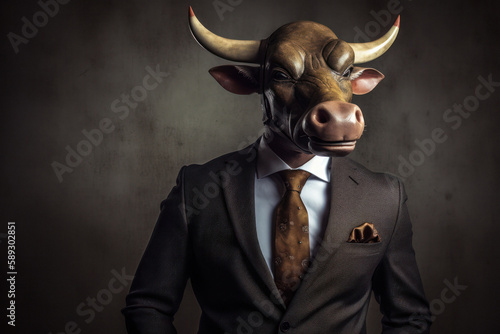 Business Man with Bull's Head