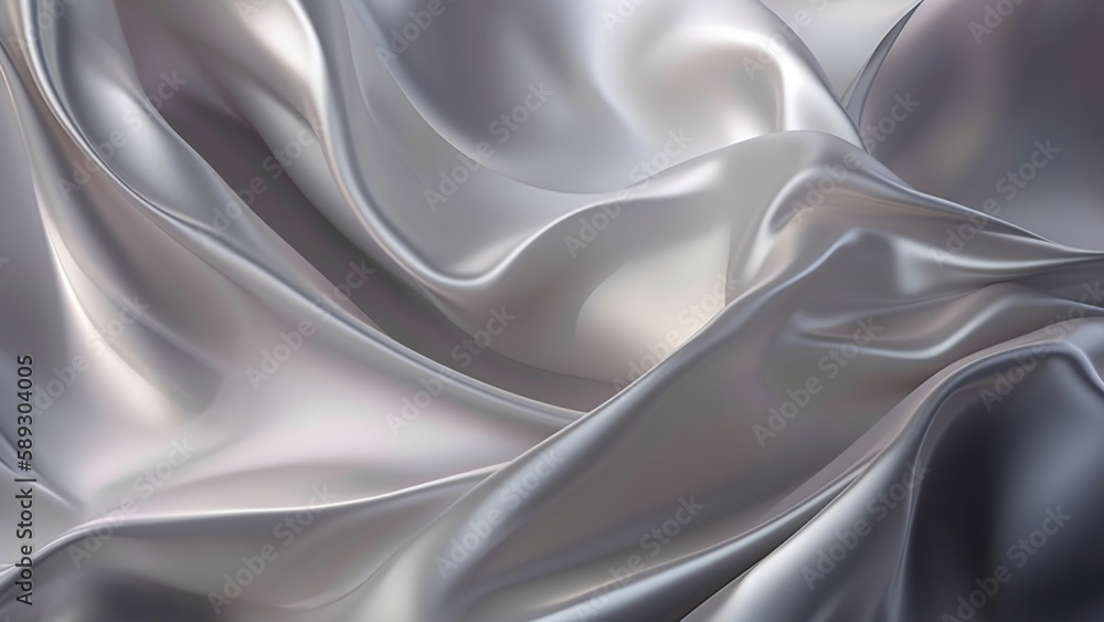 Silver abstract background luxury cloth or liquid wave or wavy folds of  grunge silk texture satin velvet material or luxurious or elegant wallpaper  design, background , generative AI Illustration Stock